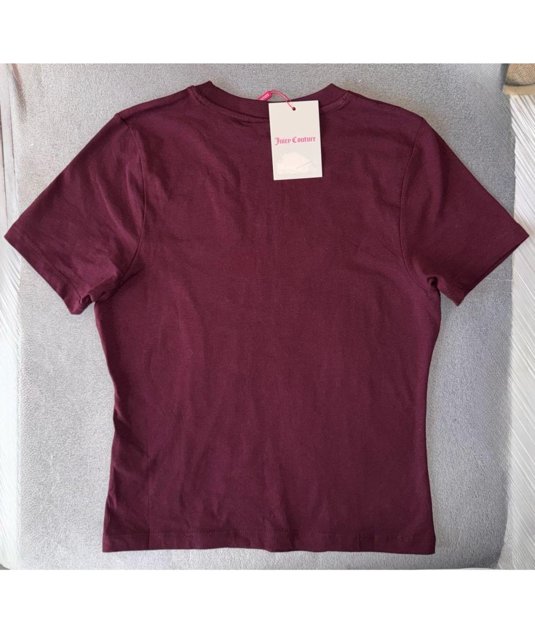 JUICY COUTURE Бордовая хлопковая футболка, фото 2