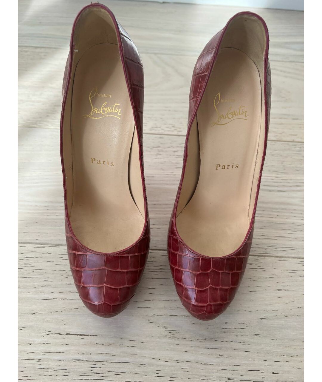 CHRISTIAN LOUBOUTIN Бордовые туфли из экзотической кожи, фото 2