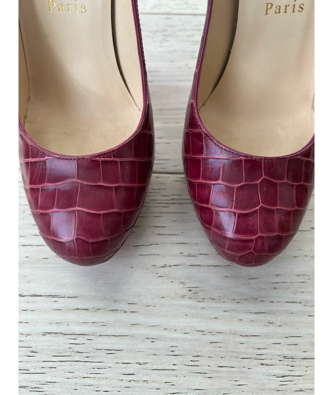 CHRISTIAN LOUBOUTIN Бордовые туфли из экзотической кожи, фото 3