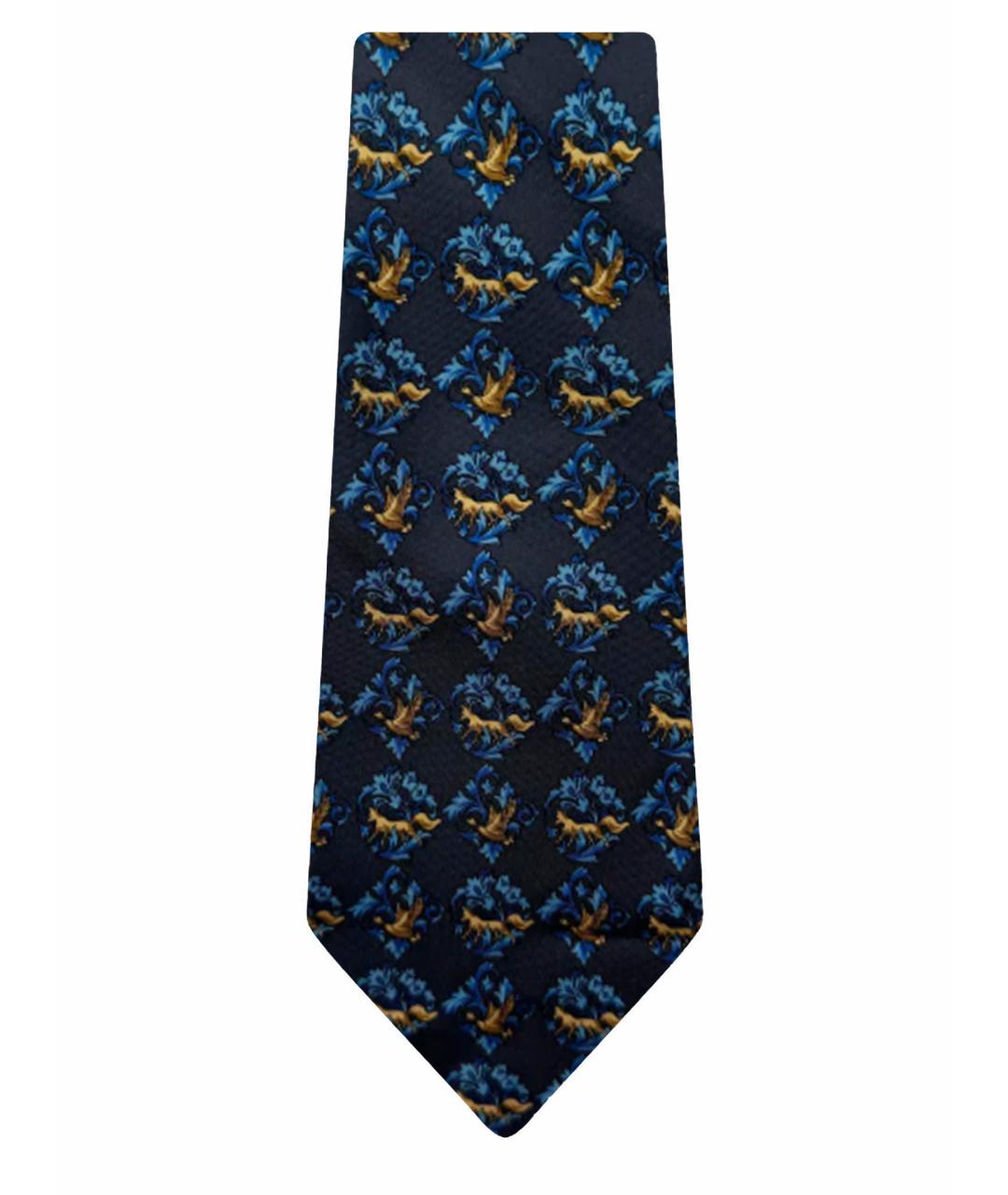 ZEGNA Темно-синий шелковый галстук, фото 1