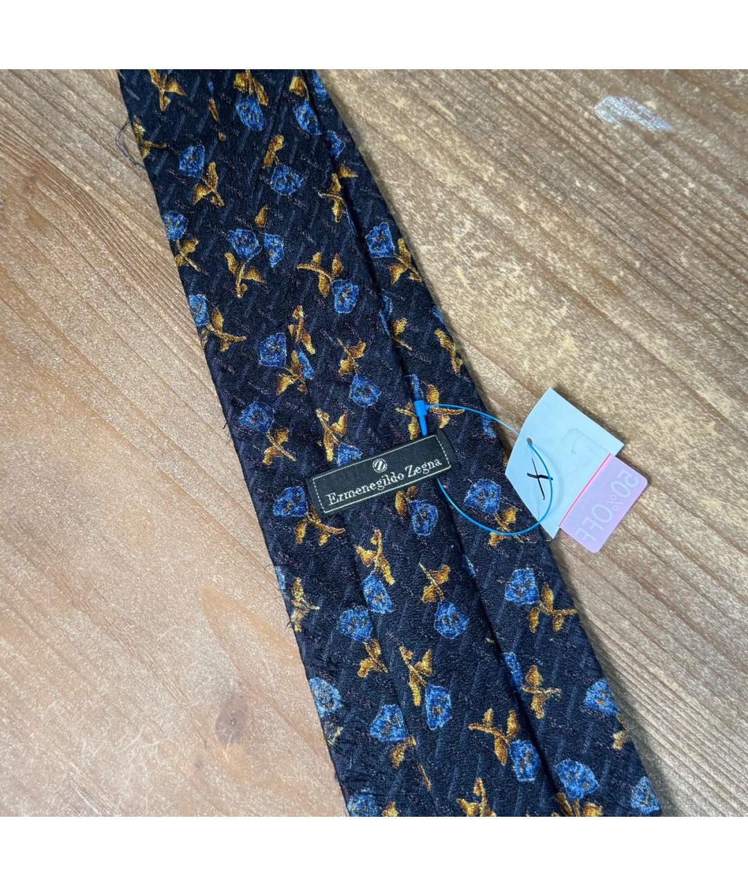 ZEGNA Темно-синий шелковый галстук, фото 3