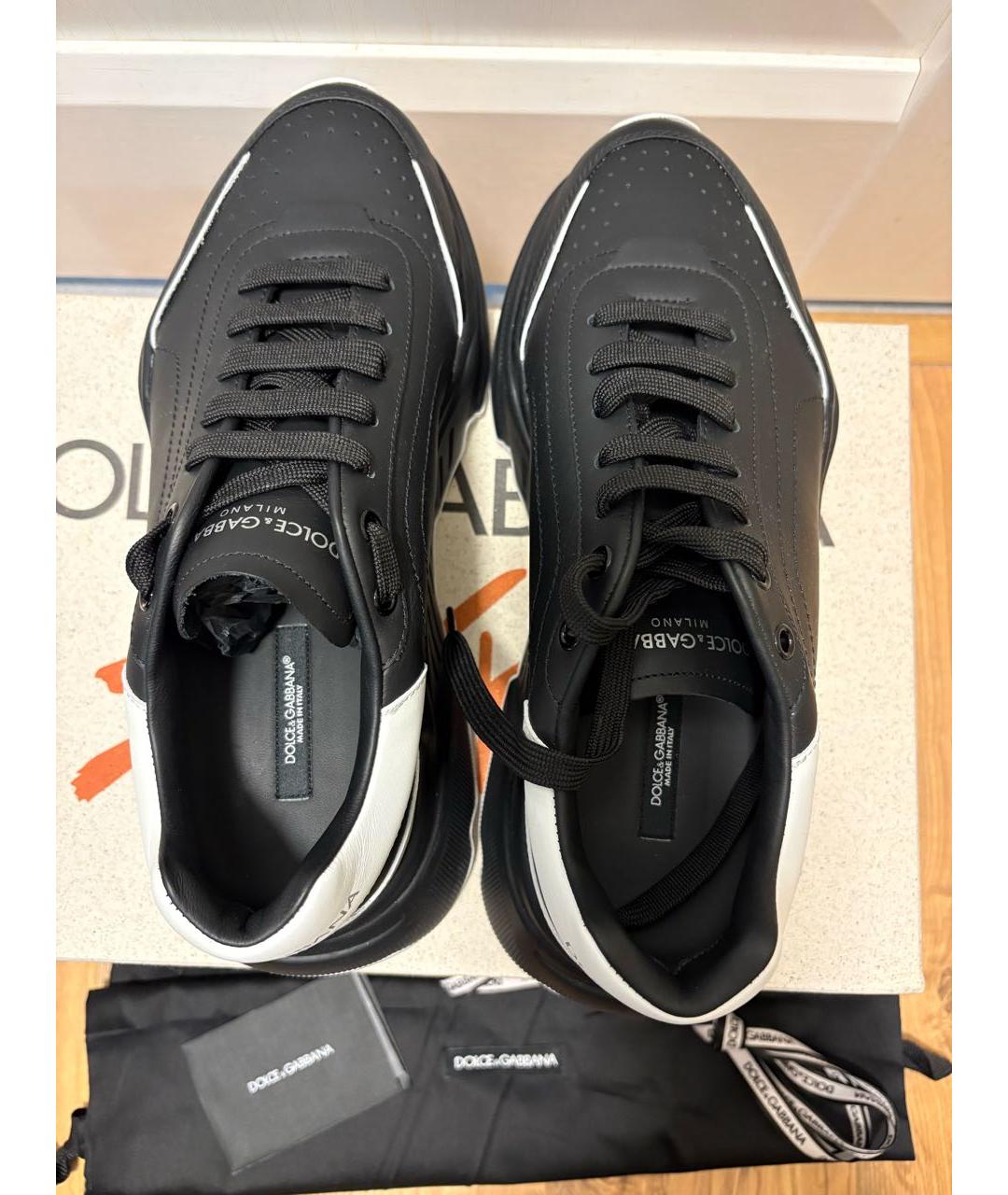 DOLCE&GABBANA Черные кожаные низкие кроссовки / кеды, фото 3