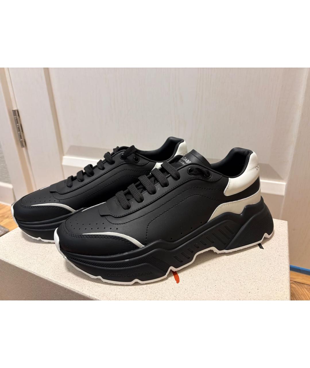 DOLCE&GABBANA Черные кожаные низкие кроссовки / кеды, фото 5