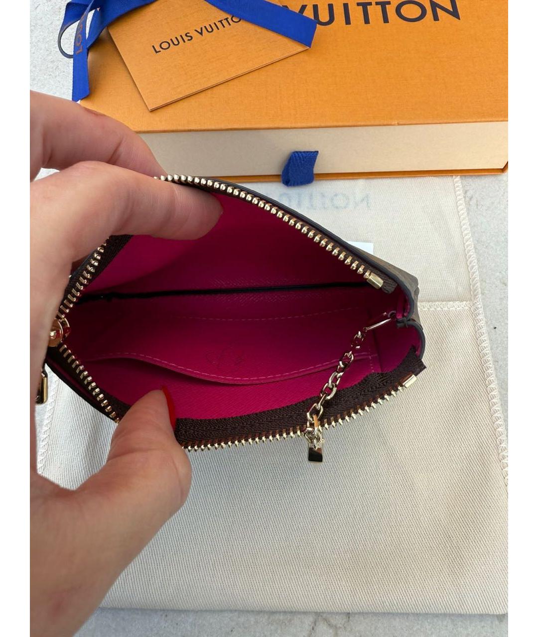 LOUIS VUITTON Коричневый кожаный кошелек, фото 3