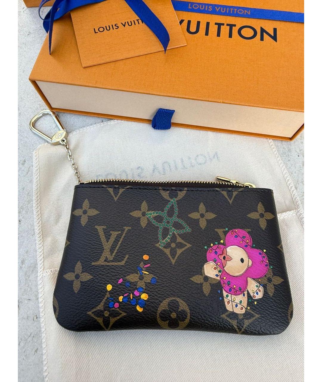 LOUIS VUITTON Коричневый кожаный кошелек, фото 4