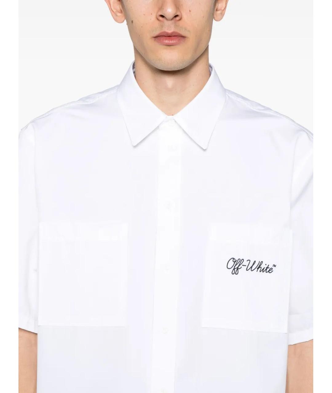 OFF-WHITE Белая хлопковая футболка, фото 5