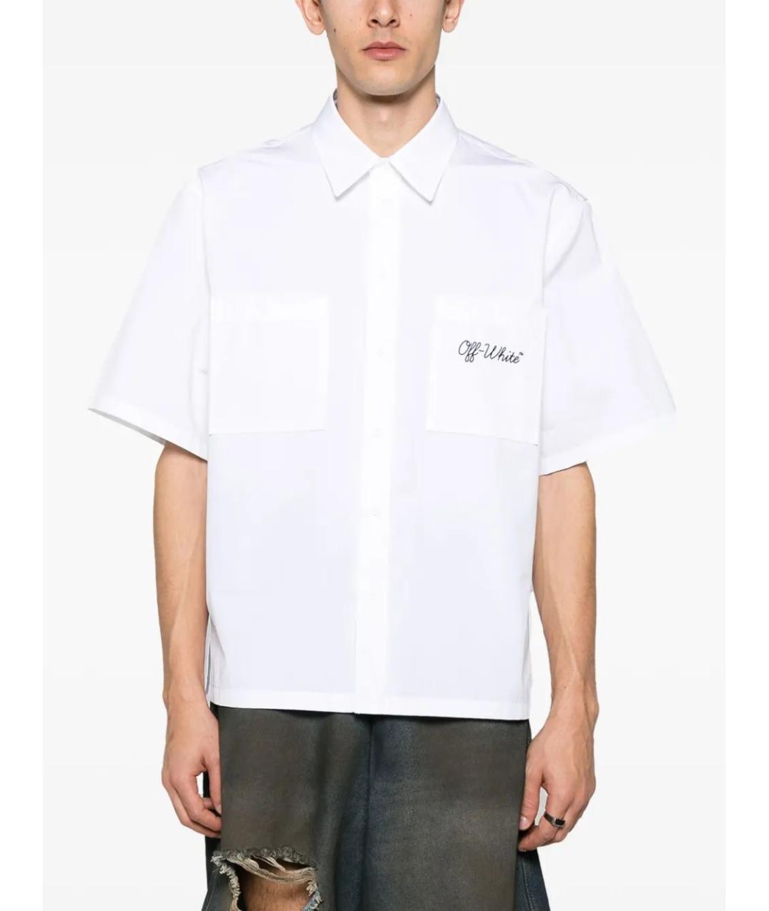 OFF-WHITE Белая хлопковая футболка, фото 3