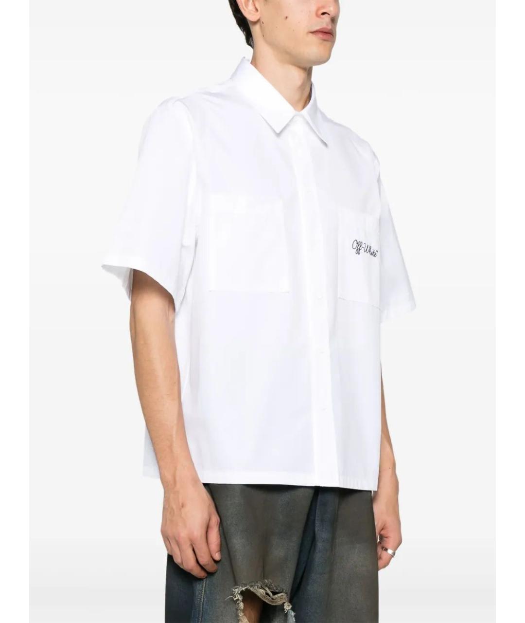 OFF-WHITE Белая хлопковая футболка, фото 4