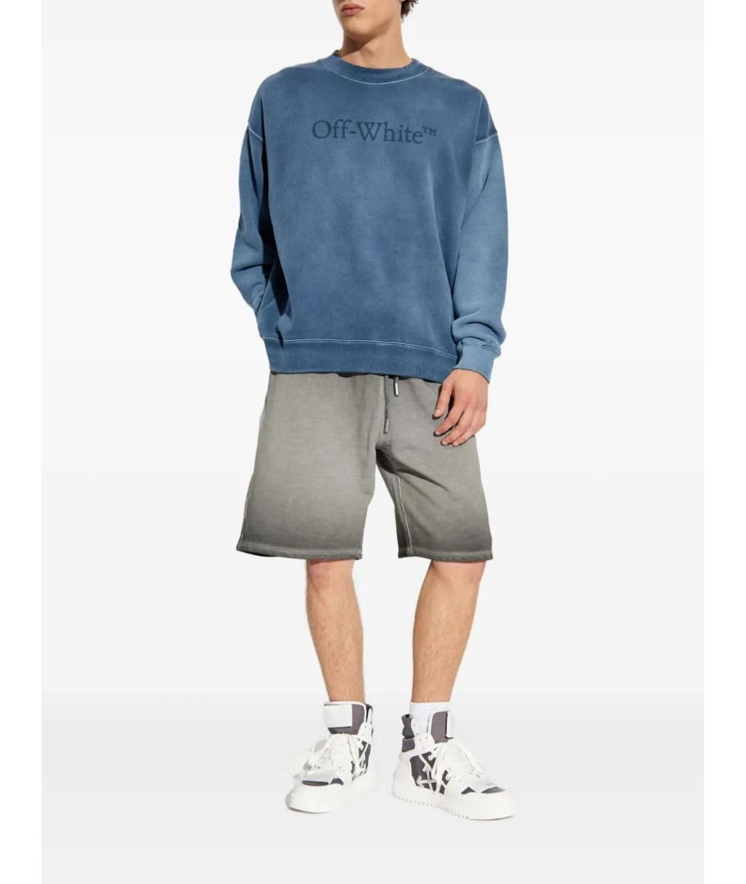 OFF-WHITE Синий хлопковый джемпер / свитер, фото 2