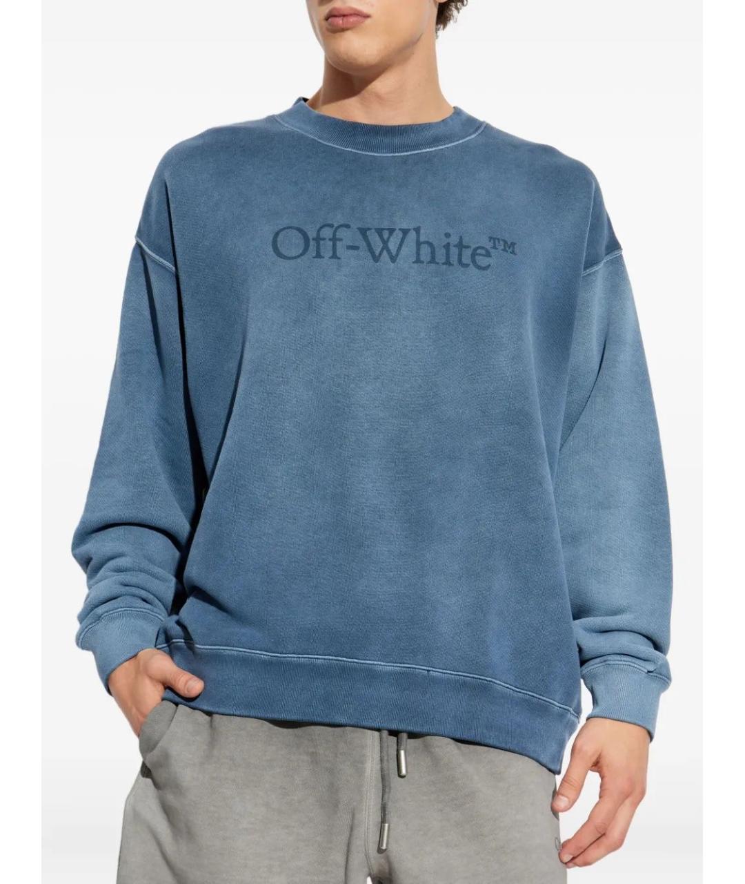 OFF-WHITE Синий хлопковый джемпер / свитер, фото 3