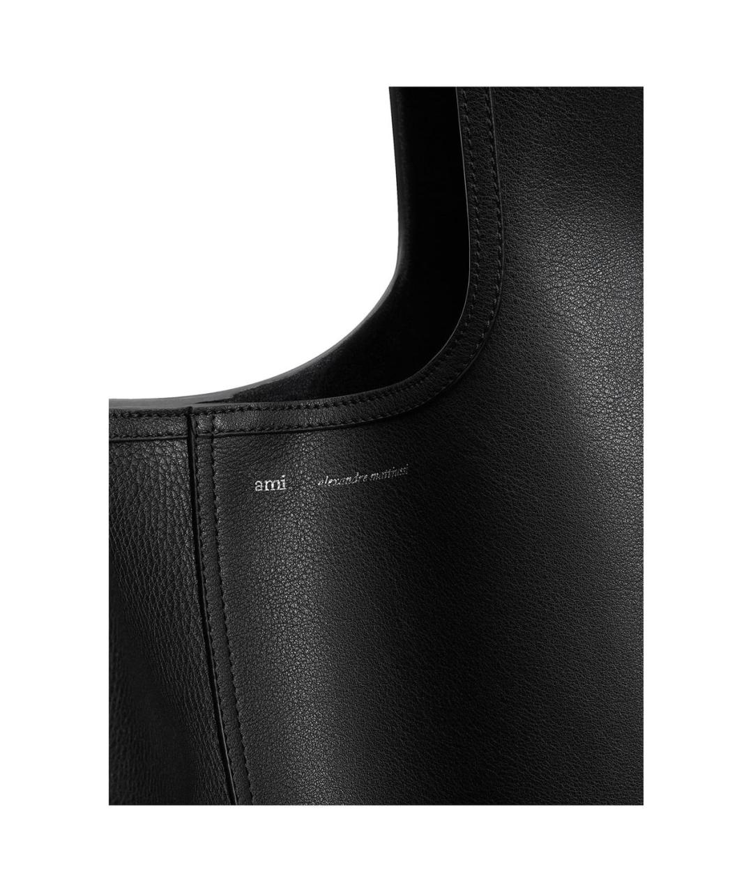 Ami Paris Черная кожаная сумка через плечо, фото 3