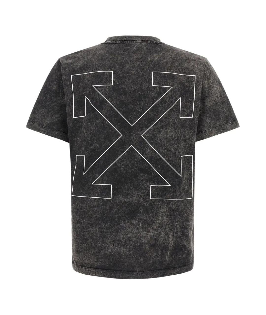 OFF-WHITE Антрацитовая хлопковая футболка, фото 2