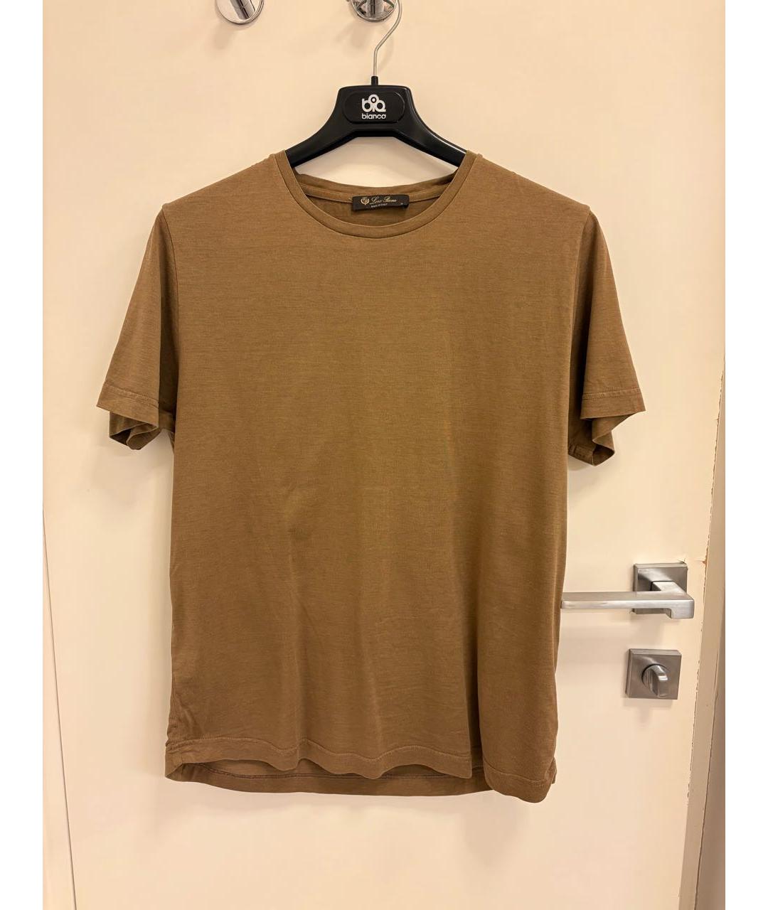 LORO PIANA Коричневая шелковая футболка, фото 5