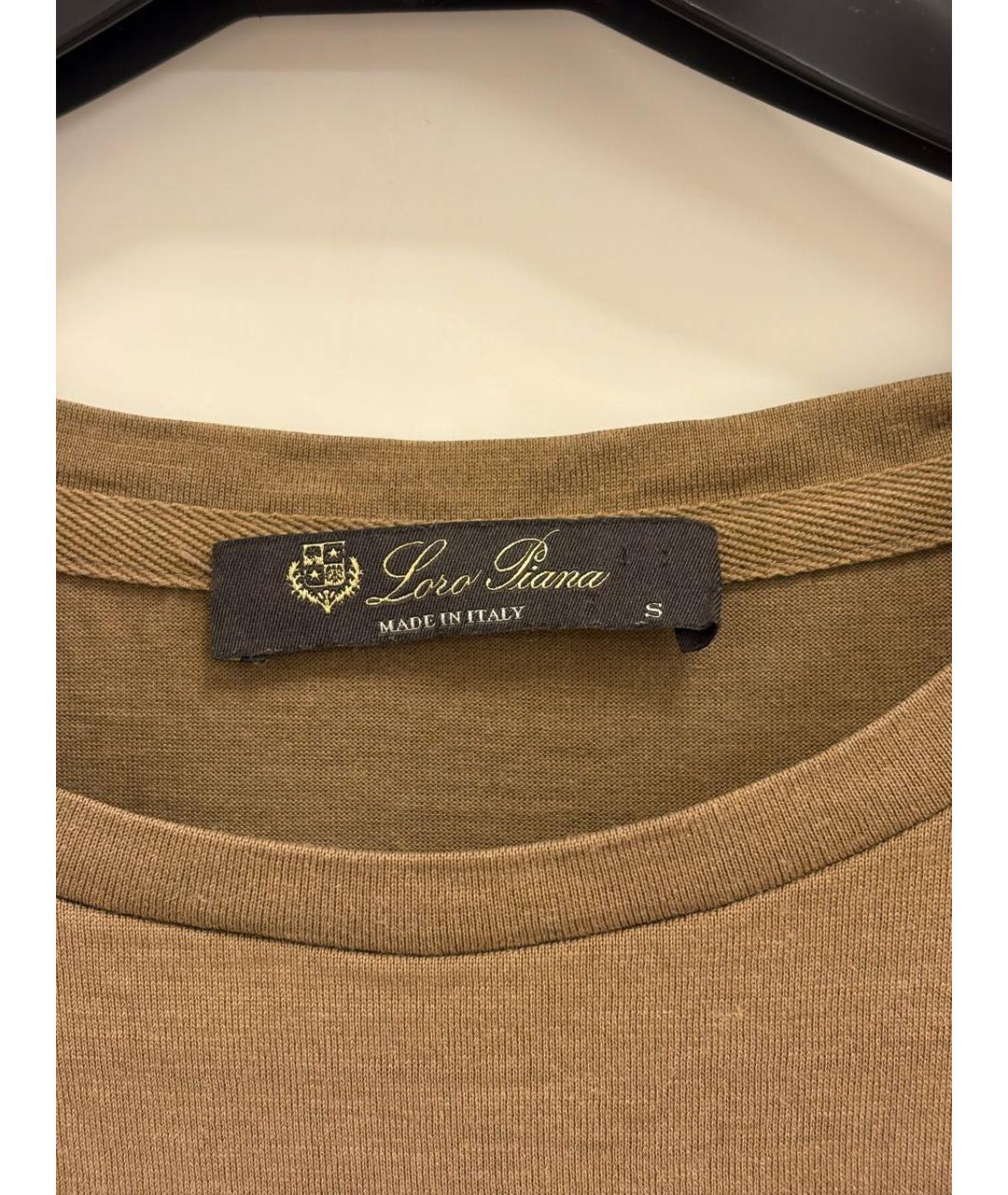 LORO PIANA Коричневая шелковая футболка, фото 3