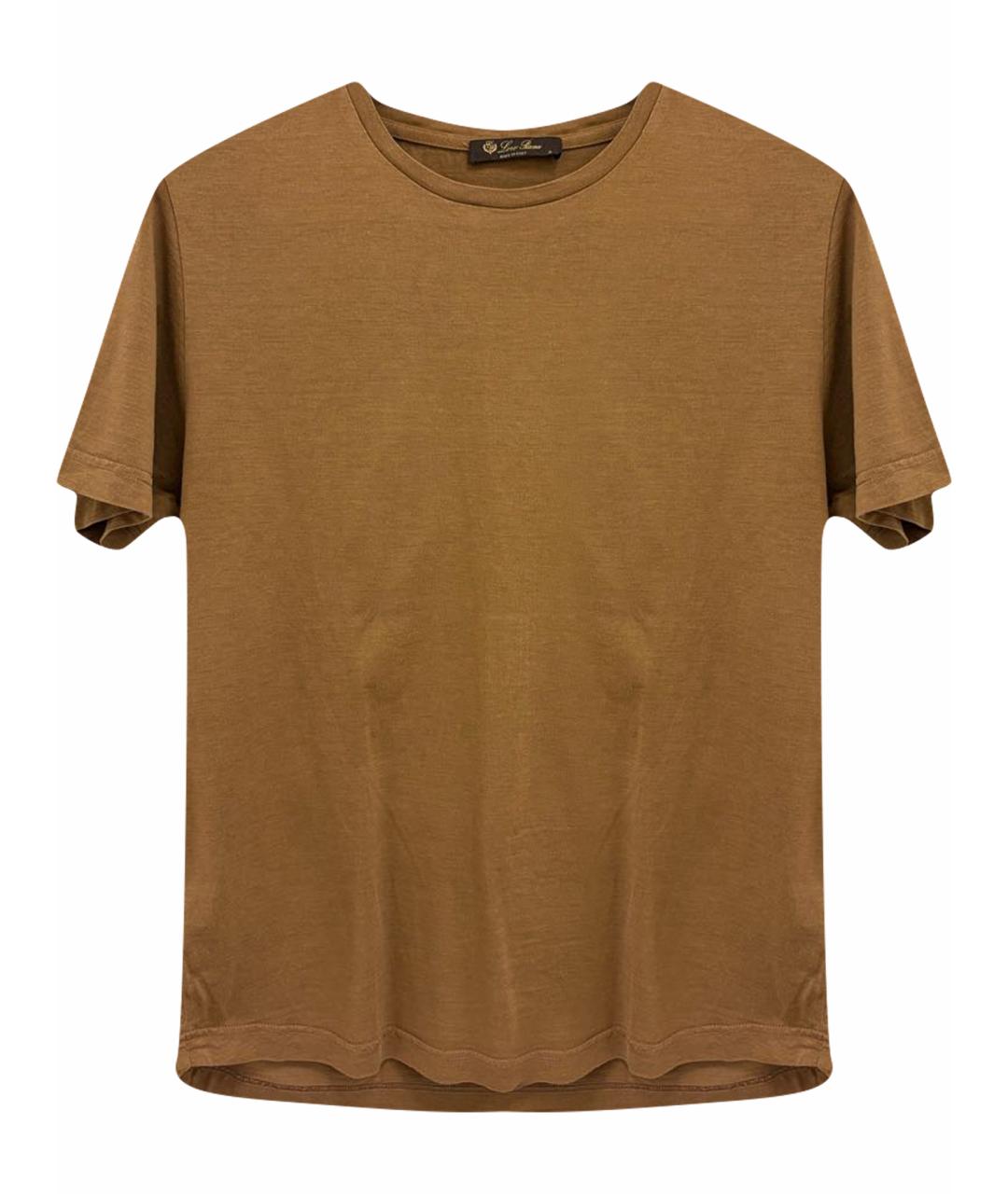 LORO PIANA Коричневая шелковая футболка, фото 1