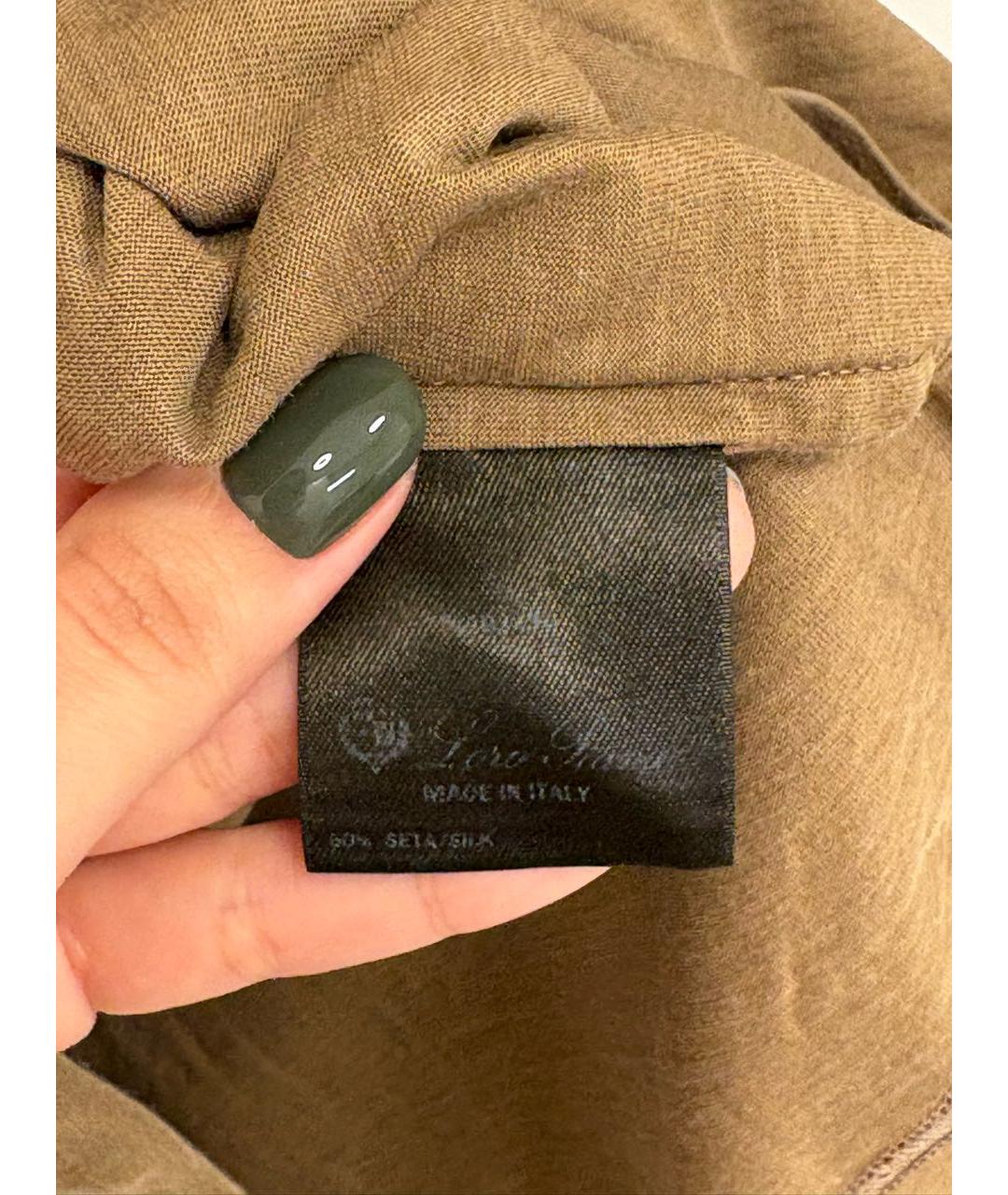 LORO PIANA Коричневая шелковая футболка, фото 4