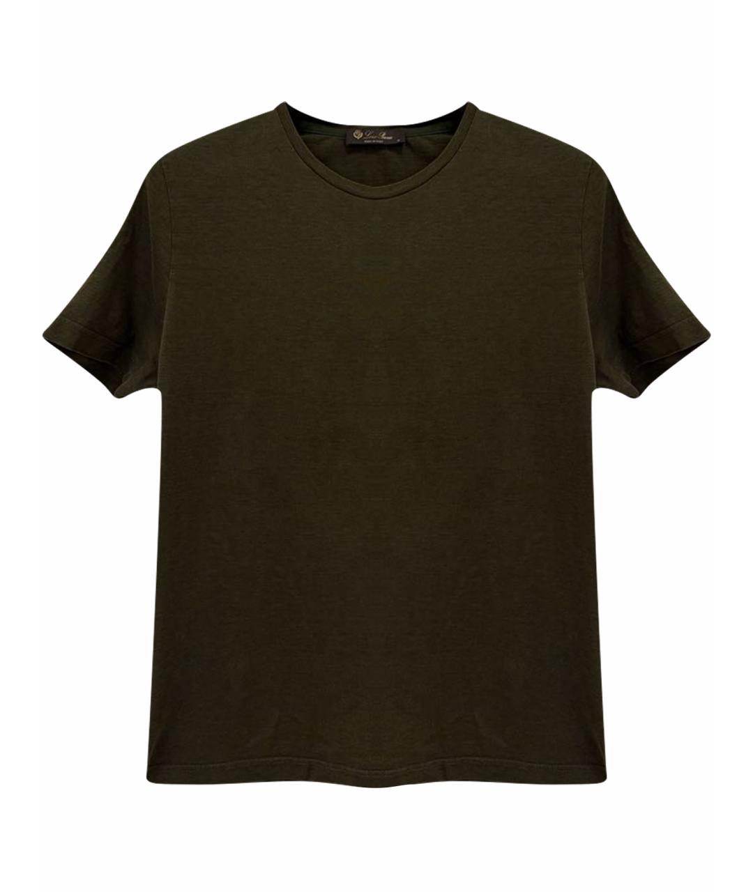 LORO PIANA Хаки шелковая футболка, фото 1