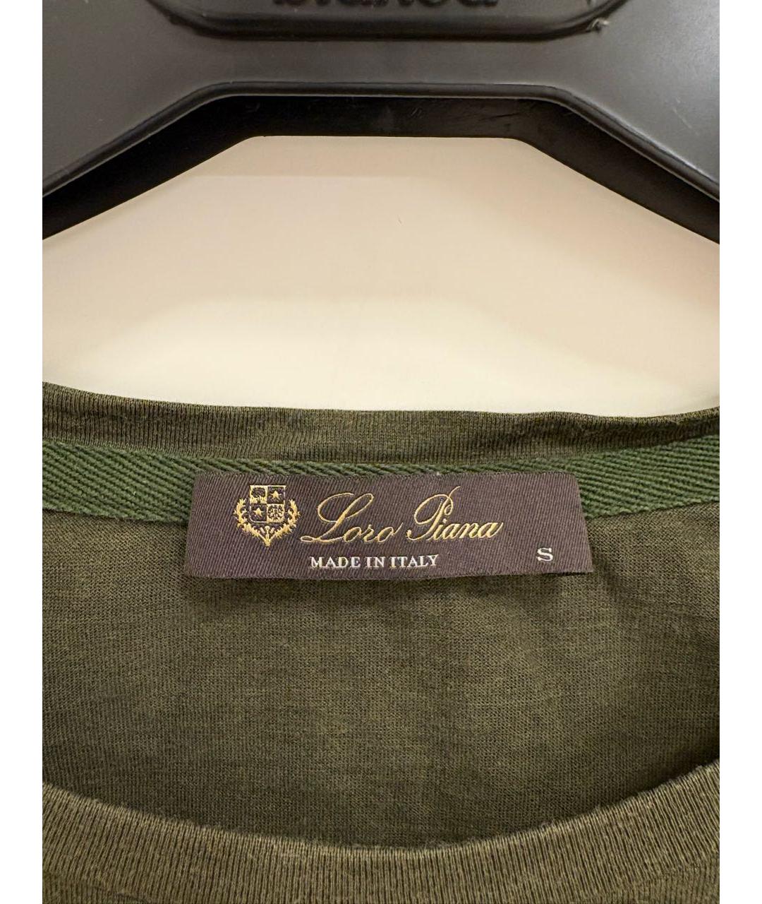 LORO PIANA Хаки шелковая футболка, фото 3