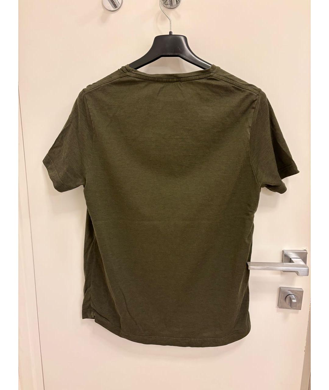 LORO PIANA Хаки шелковая футболка, фото 2