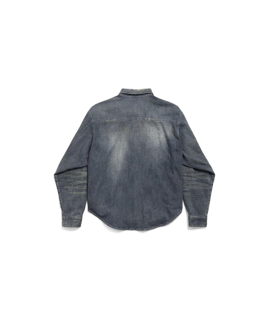 BALENCIAGA Темно-синяя хлопковая кэжуал рубашка, фото 2