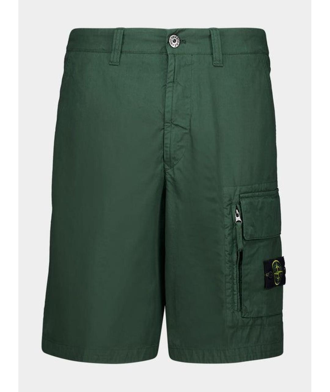 STONE ISLAND Зеленые хлопковые шорты, фото 5