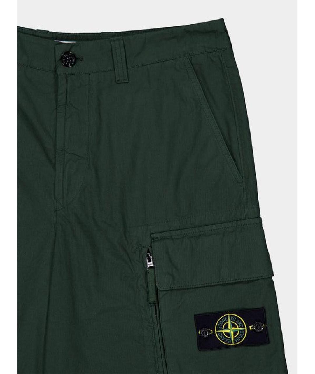 STONE ISLAND Зеленые хлопковые шорты, фото 3