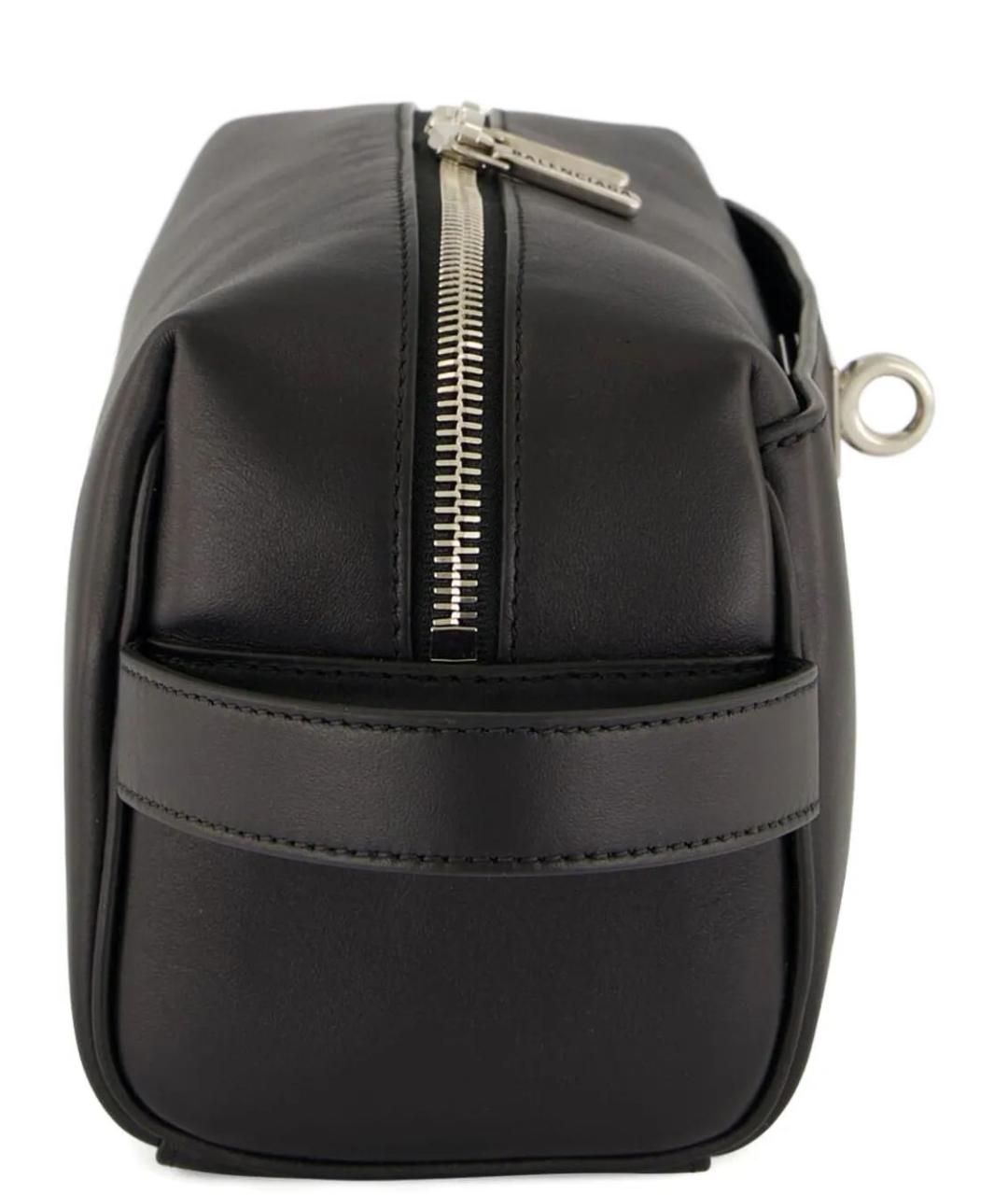 BALENCIAGA Черная кожаная барсетка, фото 4