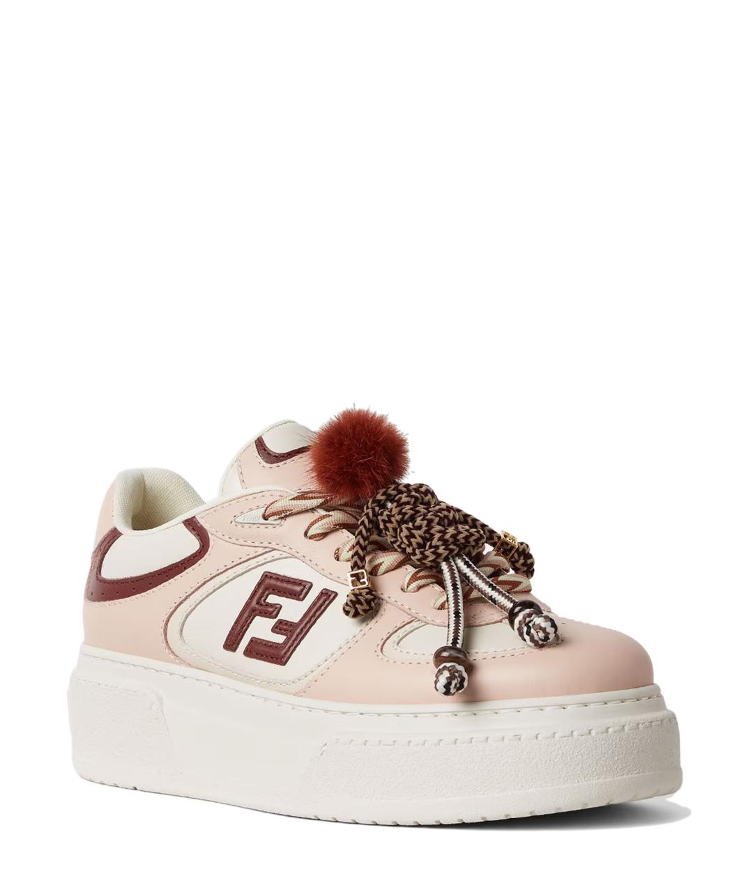 FENDI Розовые кожаные кроссовки, фото 2