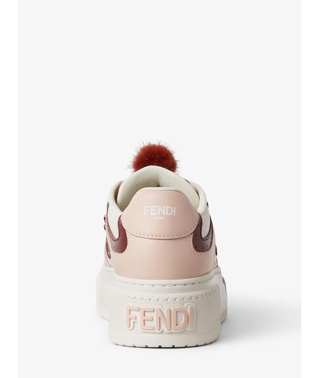 FENDI Розовые кожаные кроссовки, фото 3