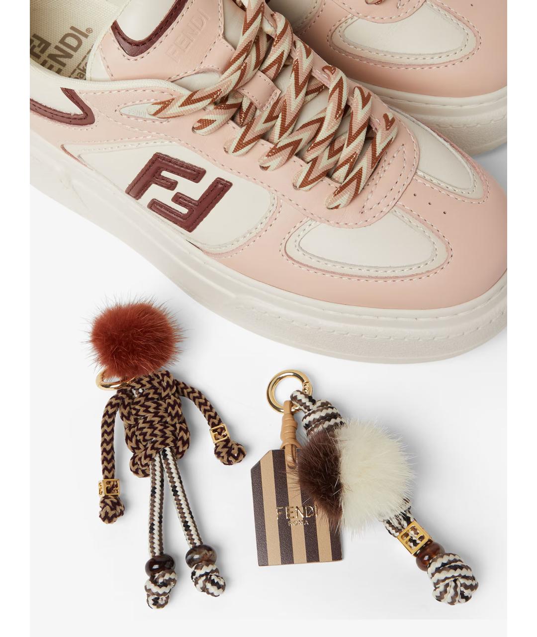 FENDI Розовые кожаные кроссовки, фото 5