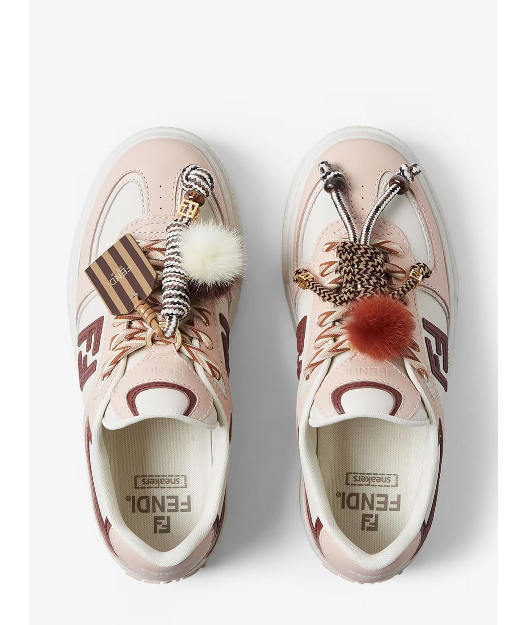 FENDI Розовые кожаные кроссовки, фото 4