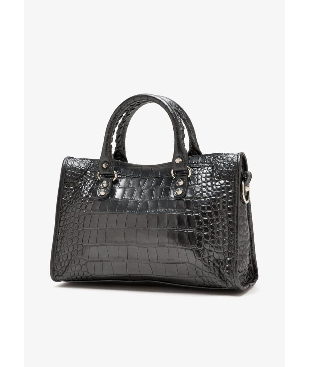 BALENCIAGA Антрацитовая кожаная сумка тоут, фото 3