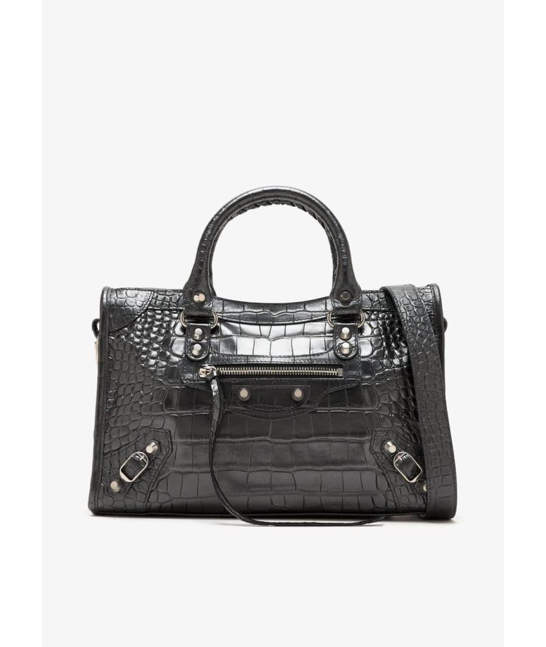 BALENCIAGA Антрацитовая кожаная сумка тоут, фото 5