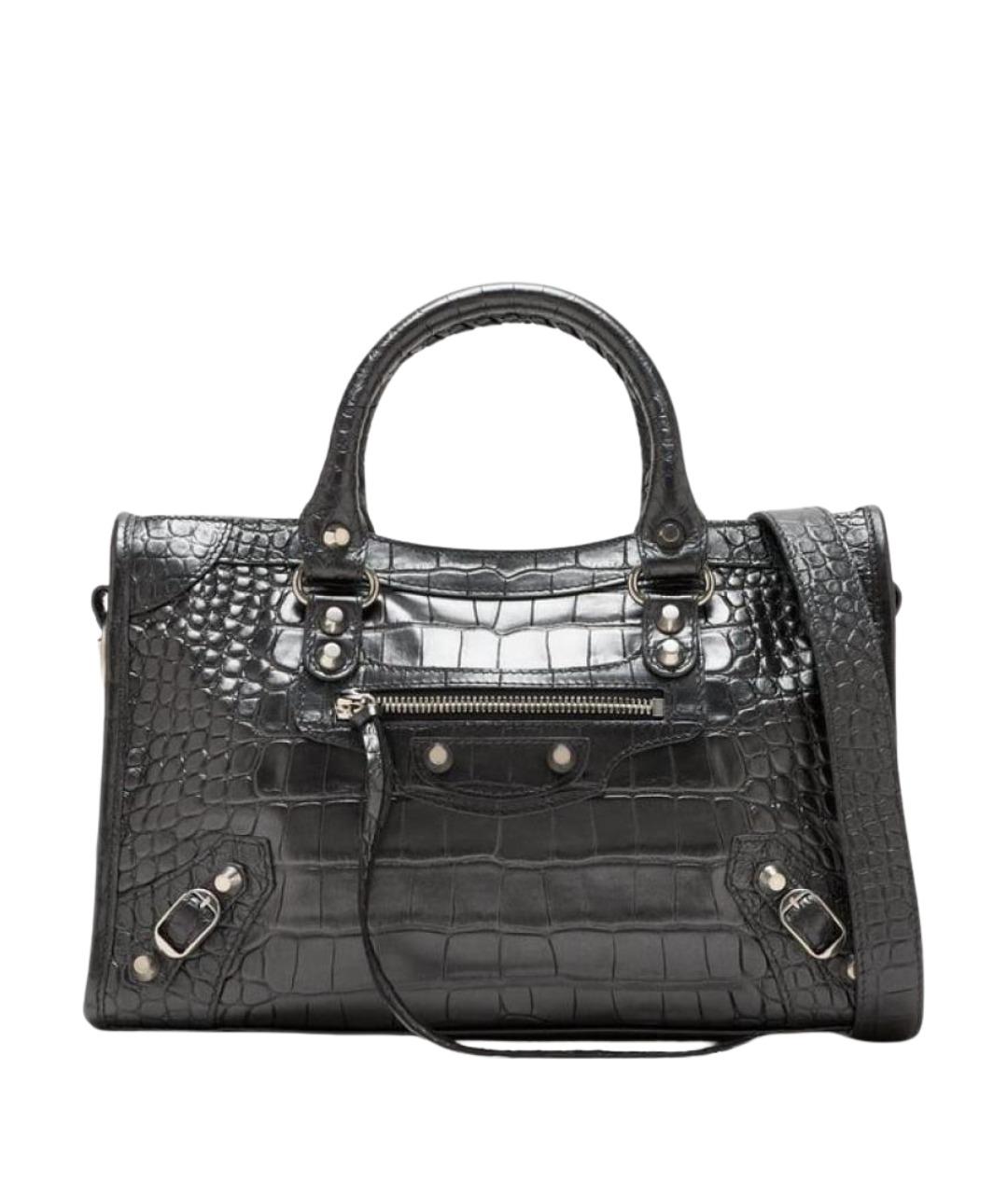 BALENCIAGA Антрацитовая кожаная сумка тоут, фото 1