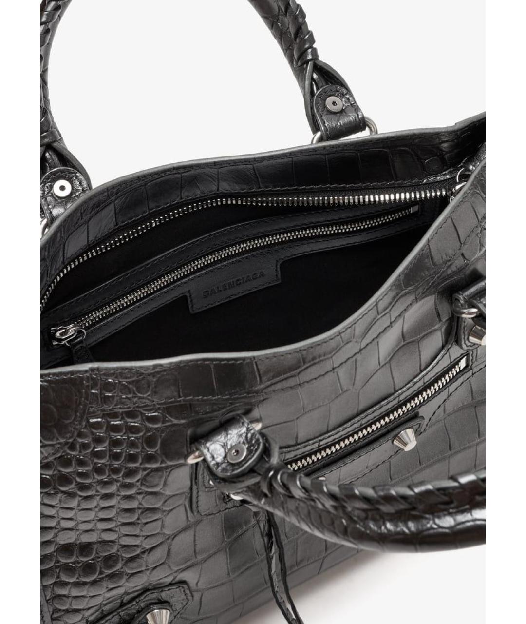 BALENCIAGA Антрацитовая кожаная сумка тоут, фото 4