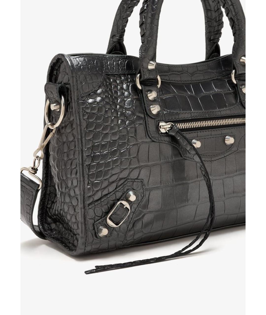 BALENCIAGA Антрацитовая кожаная сумка тоут, фото 2