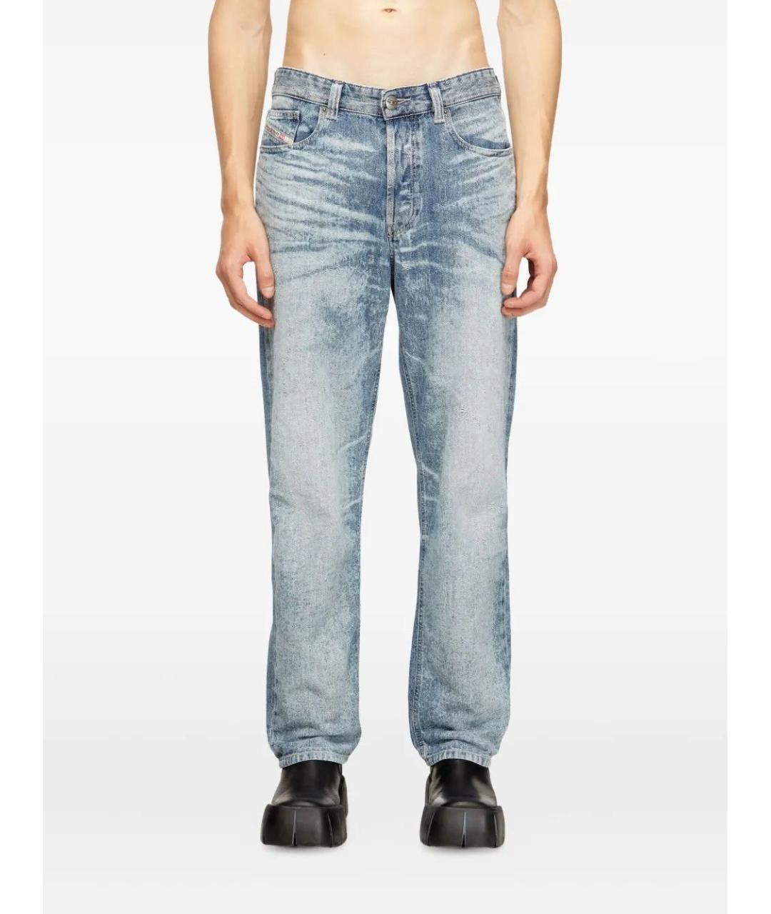 DIESEL Голубые хлопковые прямые джинсы, фото 3