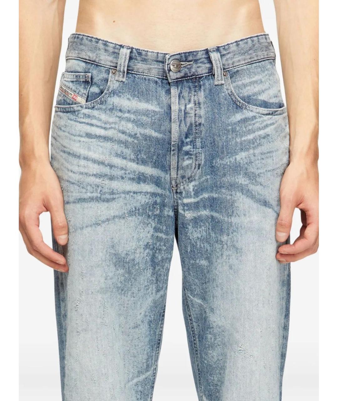DIESEL Голубые хлопковые прямые джинсы, фото 5