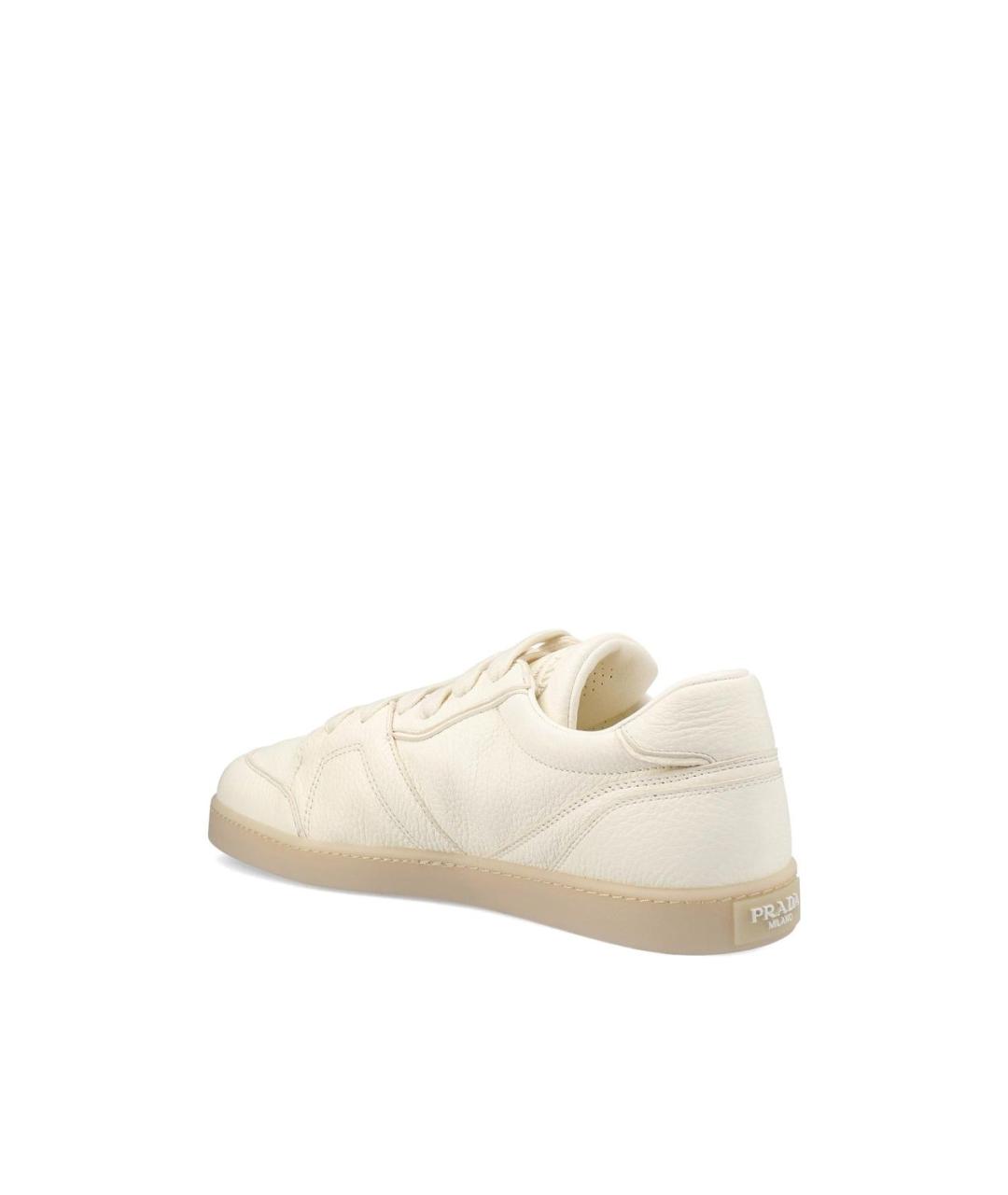 PRADA Бежевые кожаные низкие кроссовки / кеды, фото 3
