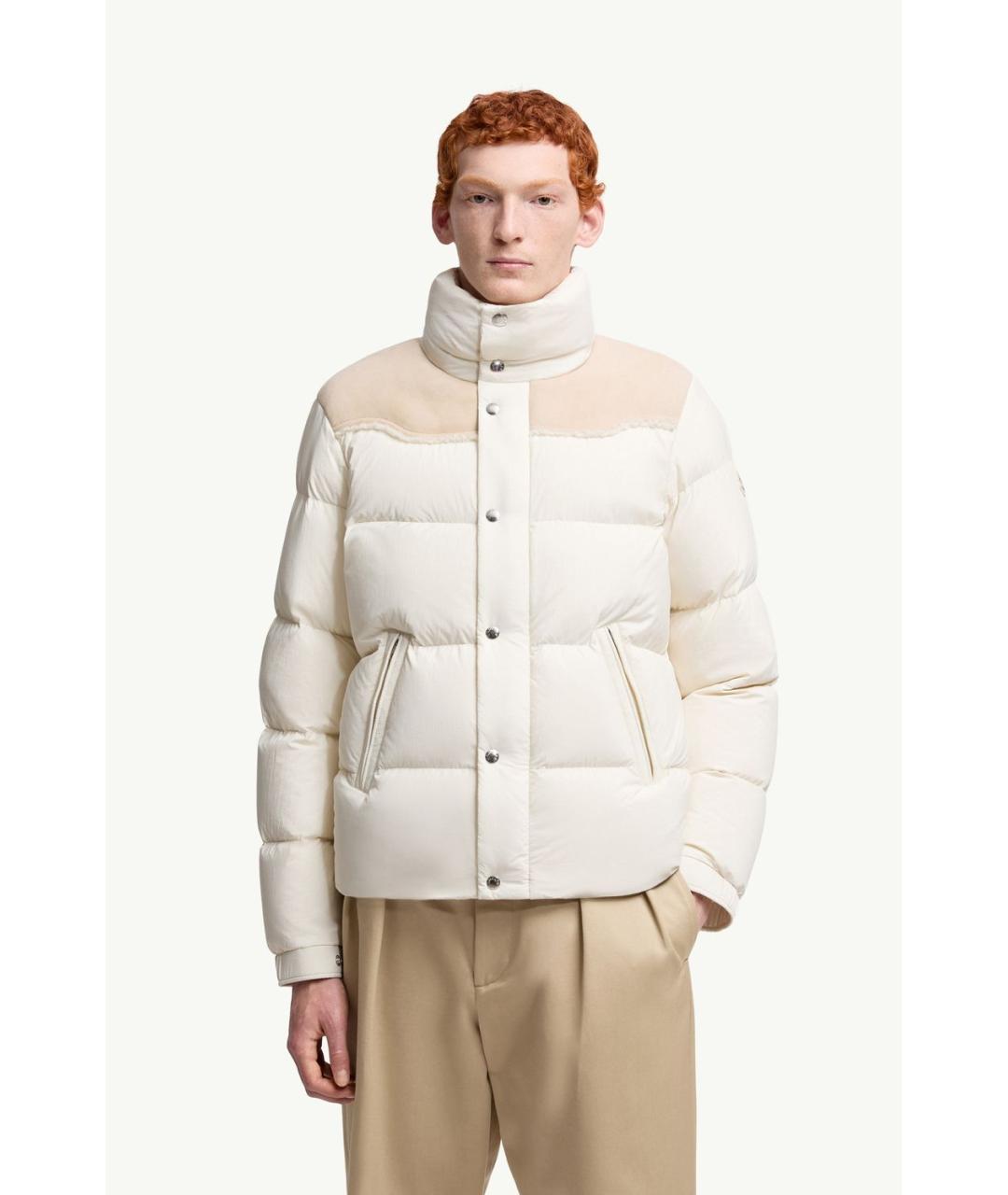 MONCLER Бежевый полиамидовый пуховик, фото 3