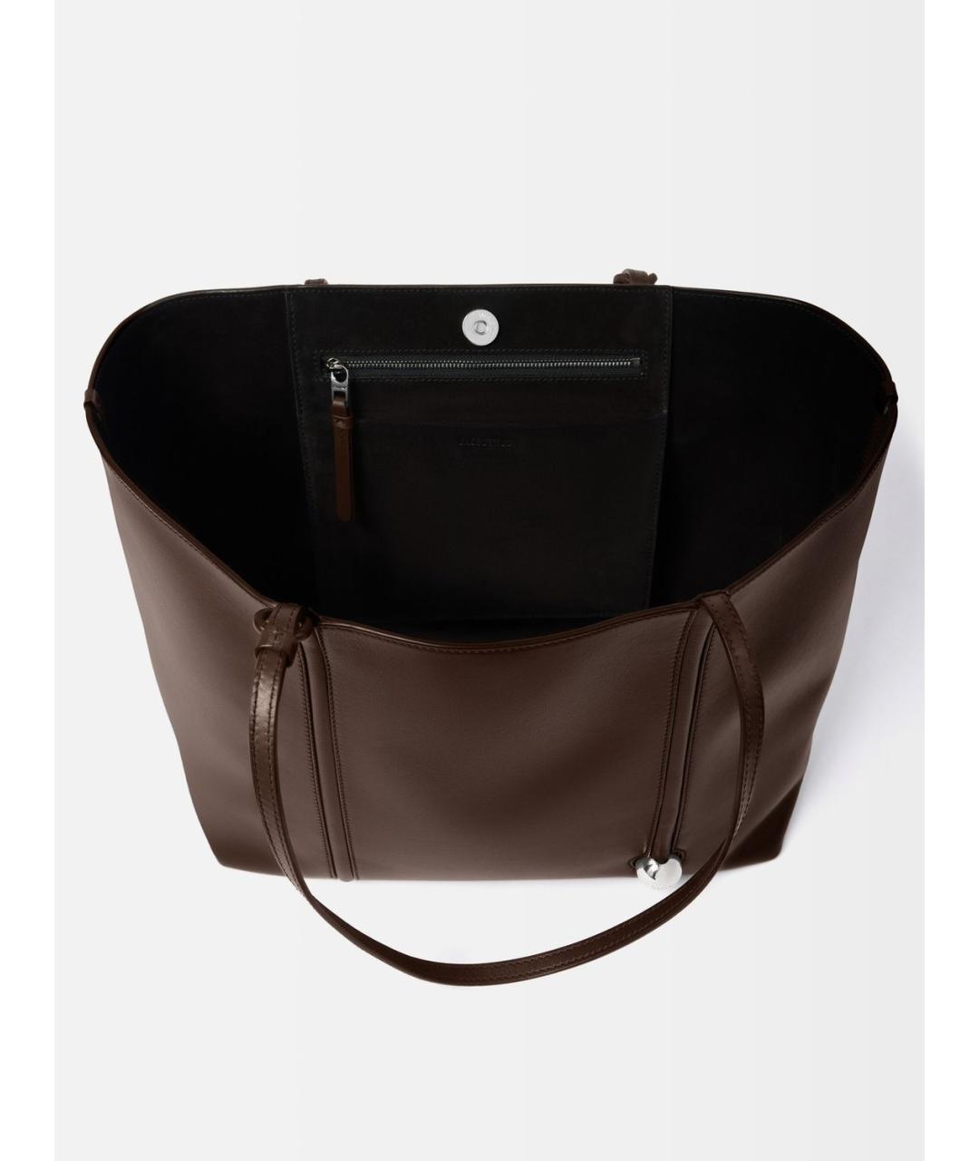 JACQUEMUS Коричневая кожаная сумка тоут, фото 4