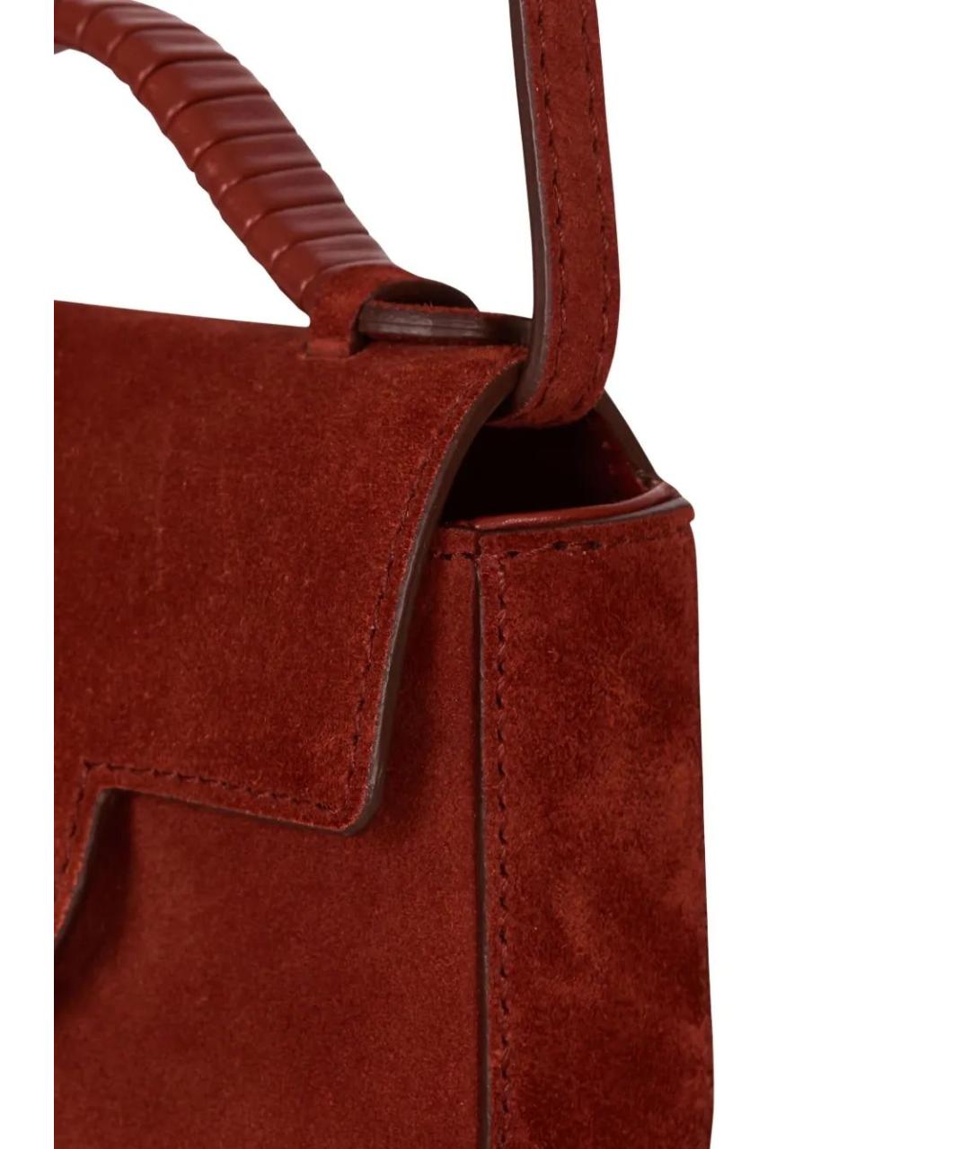 BALMAIN Красная замшевая сумка с короткими ручками, фото 4