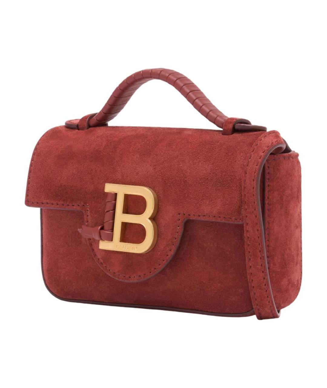 BALMAIN Красная замшевая сумка с короткими ручками, фото 2