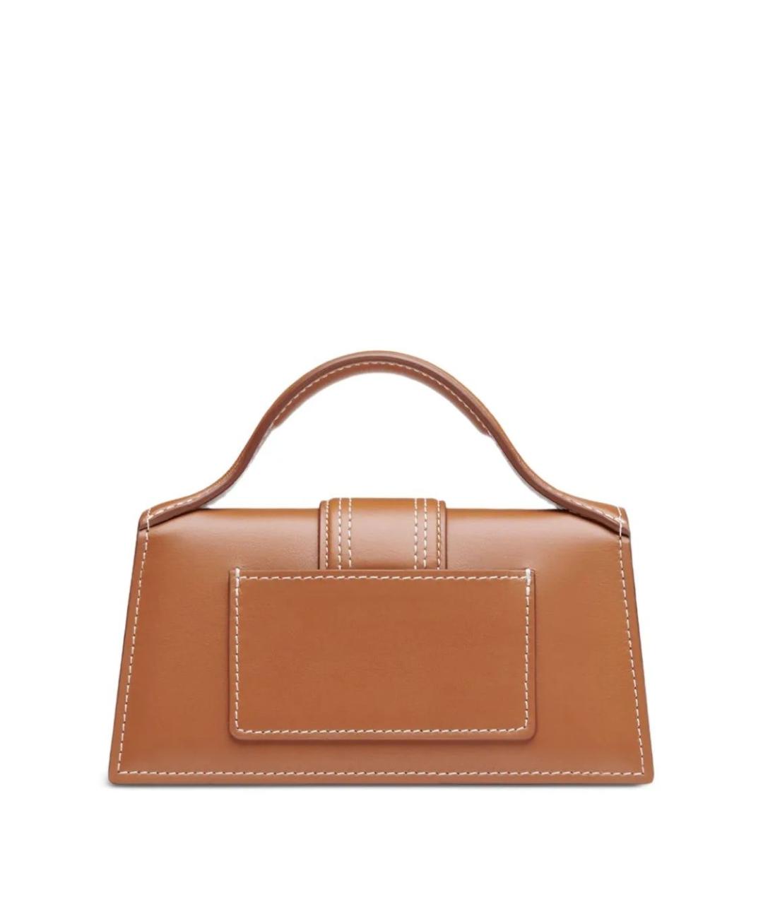 JACQUEMUS Коричневая кожаная сумка с короткими ручками, фото 3
