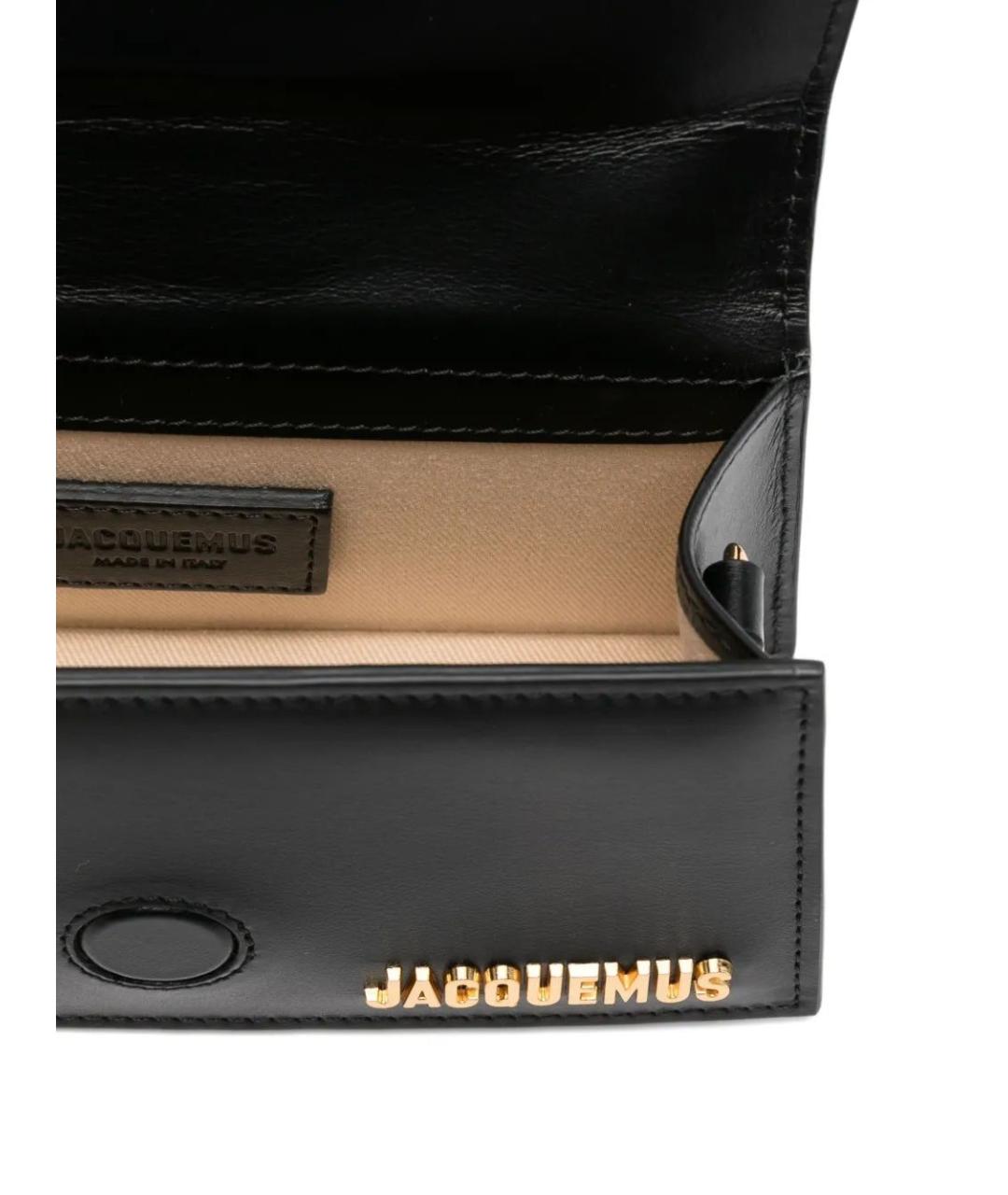 JACQUEMUS Черная кожаная сумка с короткими ручками, фото 5