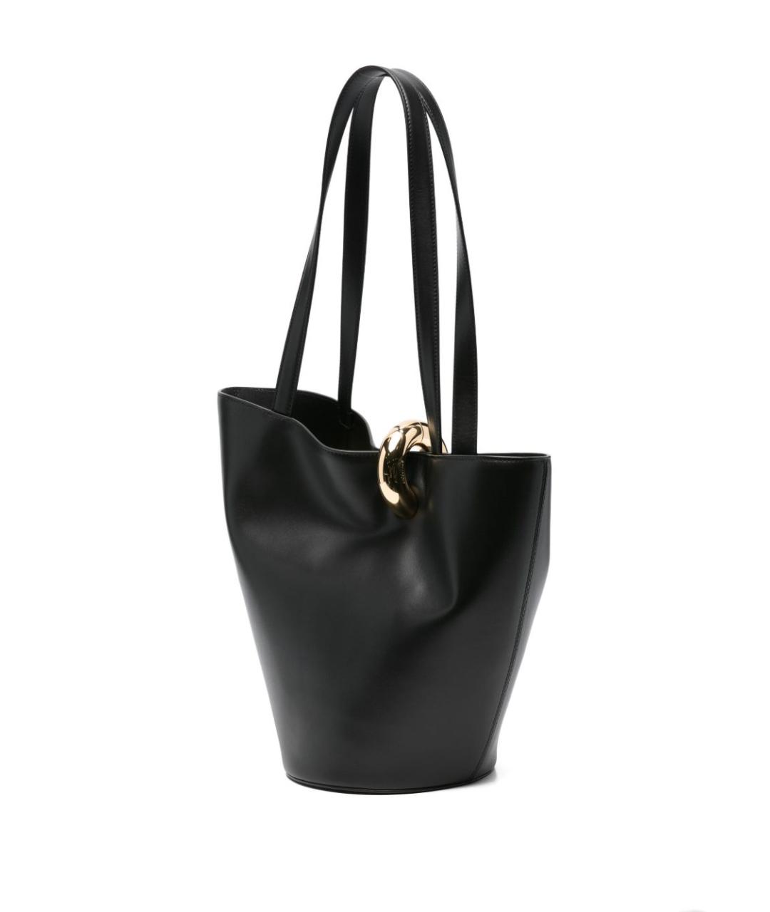 JACQUEMUS Черная кожаная сумка тоут, фото 2