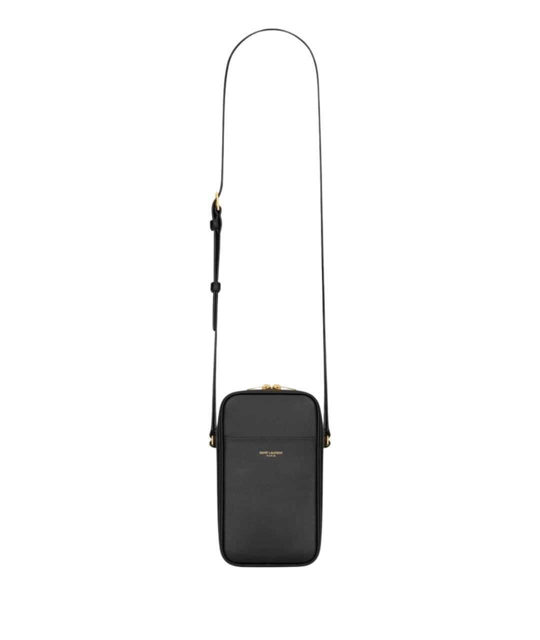 SAINT LAURENT Черная кожаная сумка на плечо, фото 1