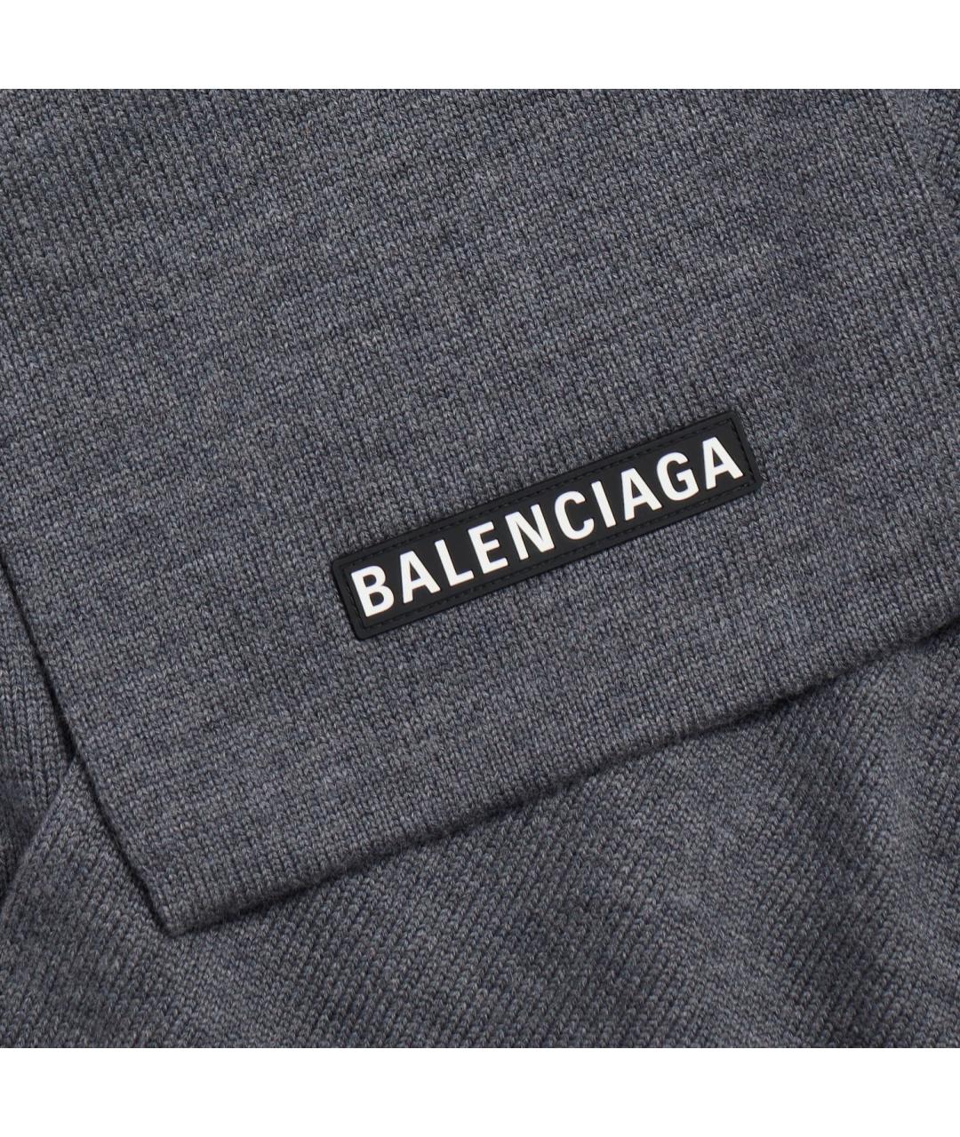 BALENCIAGA Серый хлопковый шарф, фото 3