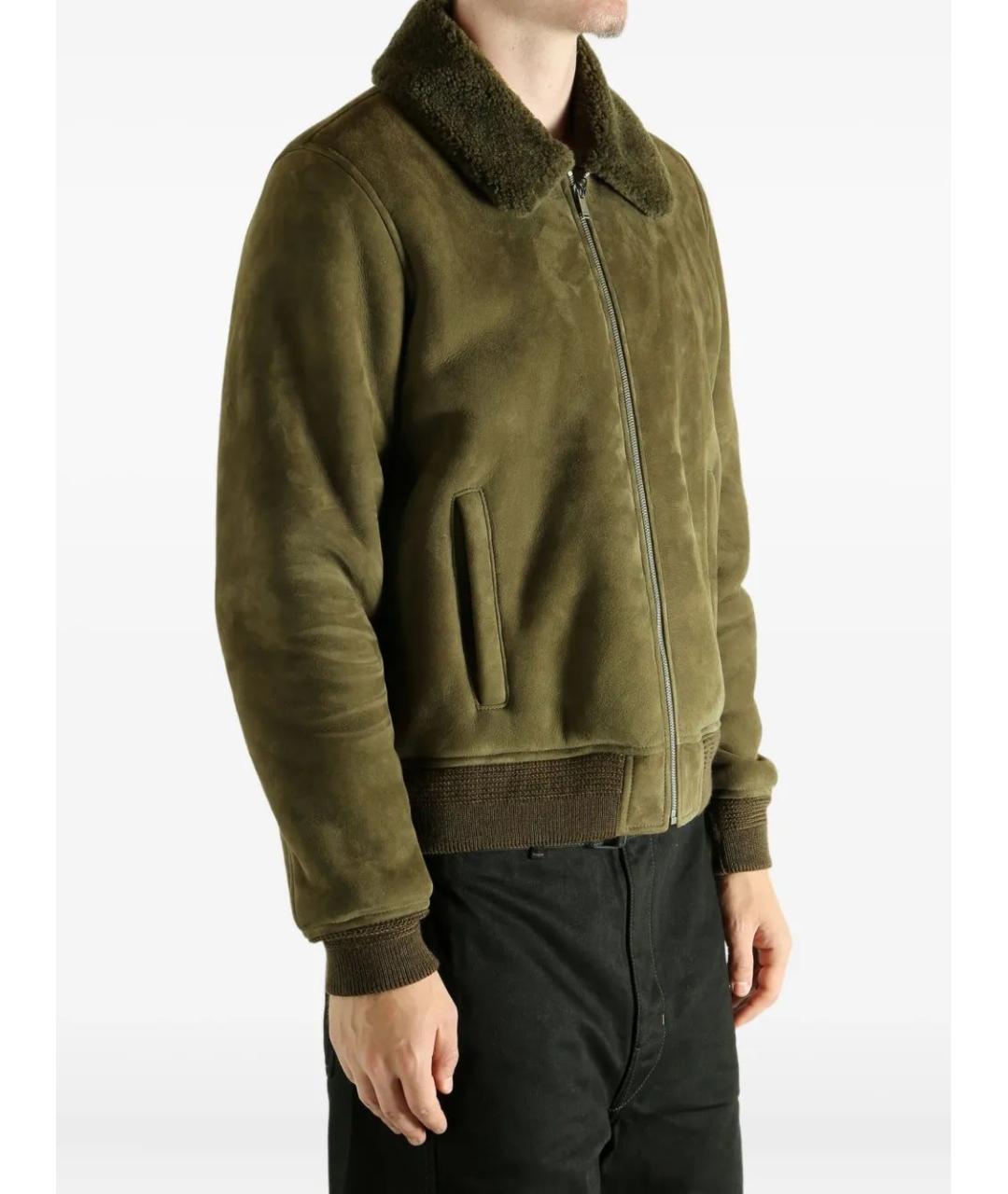 SAINT LAURENT Хаки кожаная куртка, фото 3