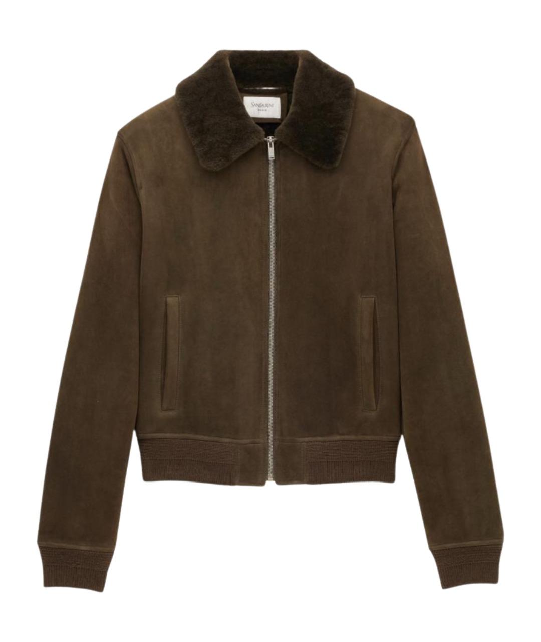 SAINT LAURENT Хаки кожаная куртка, фото 1